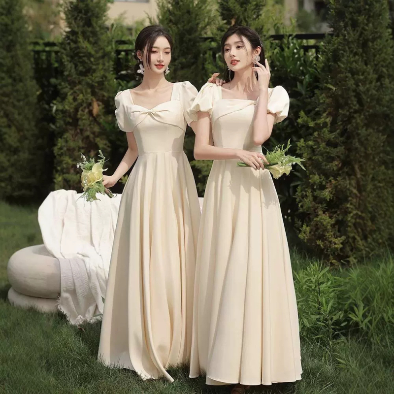 Palydėtojos suknelė, A linijos siluetas, Gilus V iškirptė, ¾ rankovės, Ilga suknelė, Poliesterio mišinys 30–50% + 50–70%