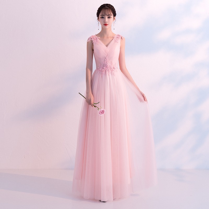 Jaunavedės palydovės suknelė, A linijos siluetas, aukštas juosmuo, 3/4 rankovės, ilga suknelė, poliesteris