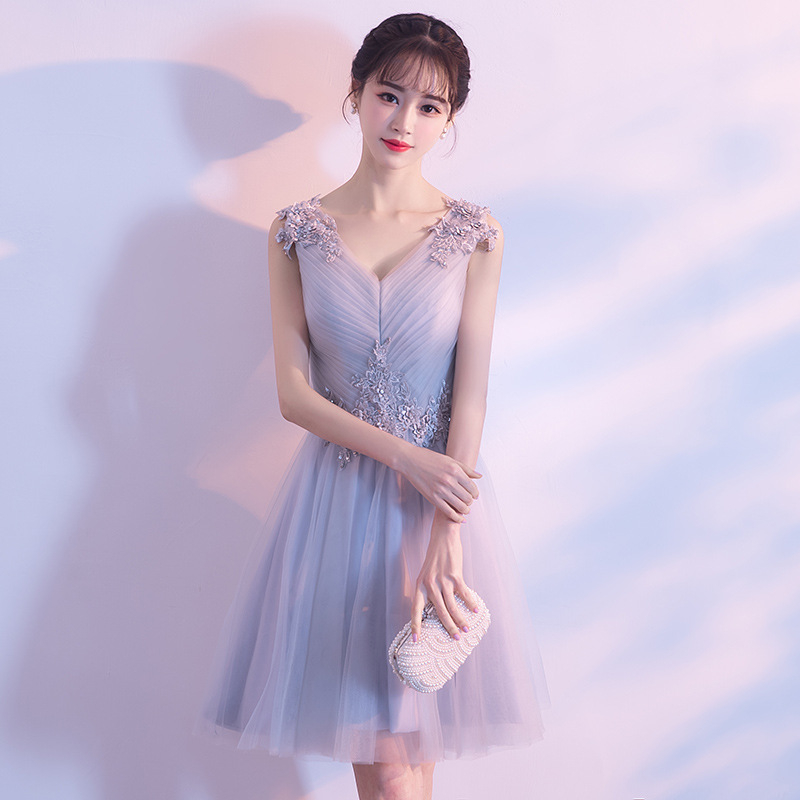 Jaunavedės palydovės suknelė, A linijos siluetas, aukštas juosmuo, 3/4 rankovės, ilga suknelė, poliesteris