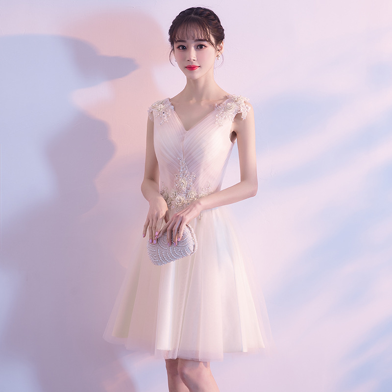 Jaunavedės palydovės suknelė, A linijos siluetas, aukštas juosmuo, 3/4 rankovės, ilga suknelė, poliesteris