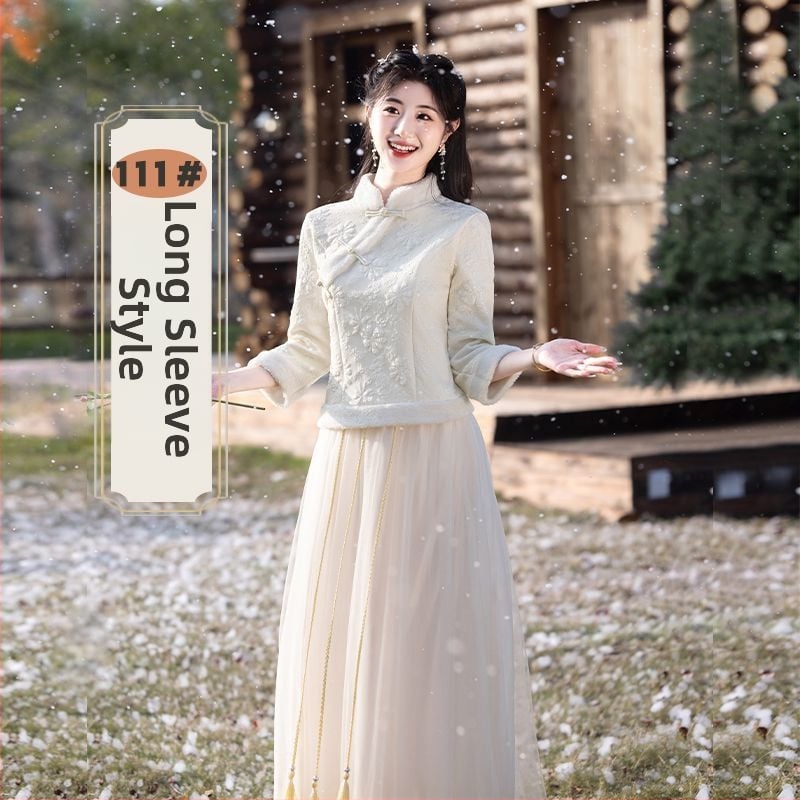 Jaunųjų pagalbininkės suknelė naujo kiniško stiliaus, vieno peties, A-line, ilga suknelė, poliesteris