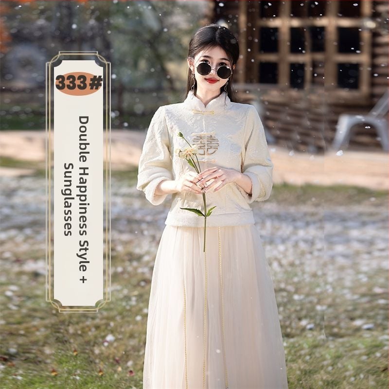 Jaunųjų pagalbininkės suknelė naujo kiniško stiliaus, vieno peties, A-line, ilga suknelė, poliesteris