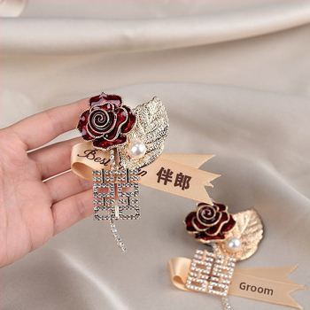 Retro sakausējuma rozes broša kāzām, līgavas un līgavņa korsāze, dāvana klasesbiedram, zīmols Unique