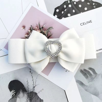 Moteriška elastinė juosta su deimantiniu kaspinu, reljefinis PU, suknelės aksesuaras