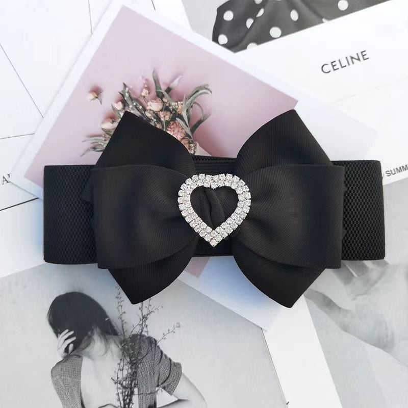 Moteriška elastinė juosta su deimantiniu kaspinu, reljefinis PU, suknelės aksesuaras