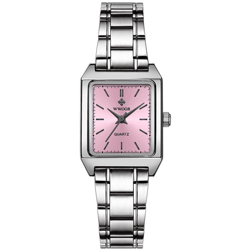 Női négyszögletes kvarcóra PC21 mozgással (30 m vízállóság, rozsdamentes acél szíj, ötvözet tokkal)