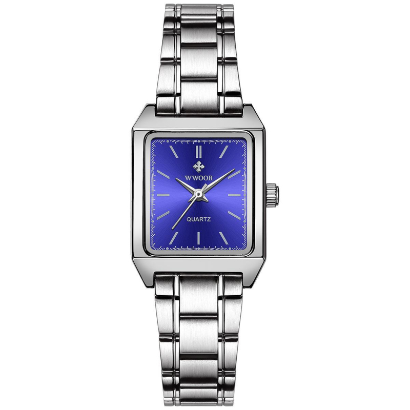 Női négyszögletes kvarcóra PC21 mozgással (30 m vízállóság, rozsdamentes acél szíj, ötvözet tokkal)