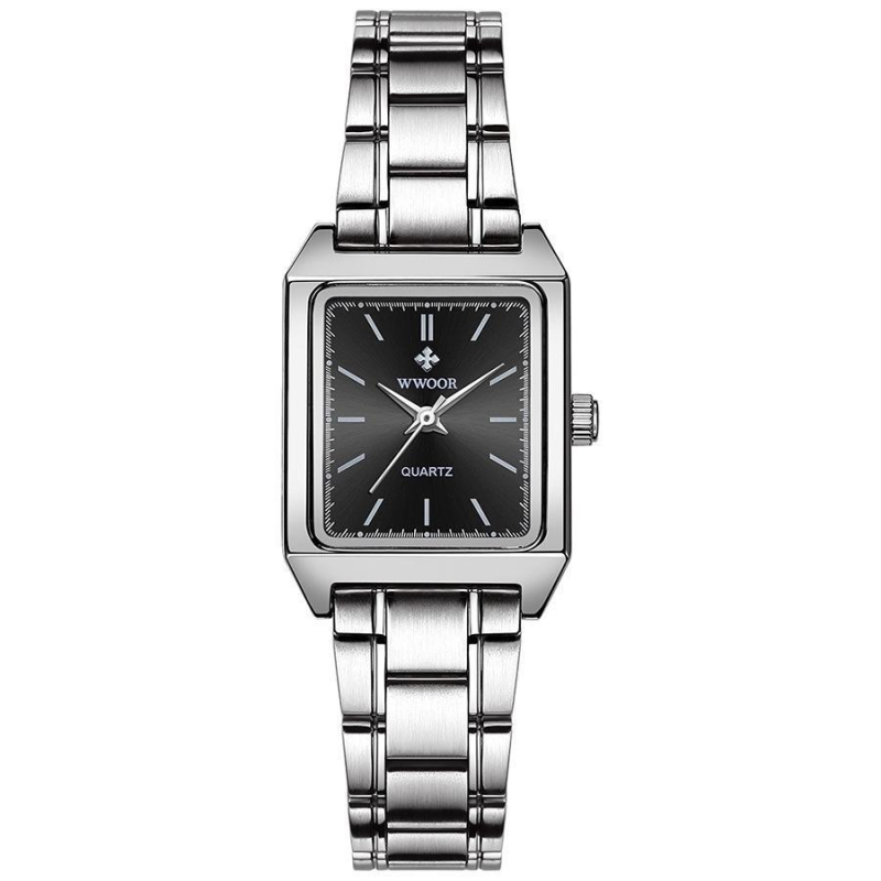 Női négyszögletes kvarcóra PC21 mozgással (30 m vízállóság, rozsdamentes acél szíj, ötvözet tokkal)