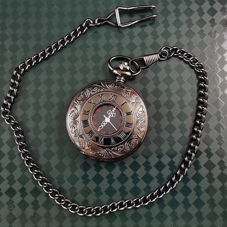 Pakabinamasis kišeninis laikrodis, elektroninis judėjimas, ovalus dialas, lydinio korpusas, judėjimo modelis 66, klasikinis retro stilius