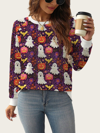 Kakla ar kapuci džemperis ar 3D apdruku, poliestera/elastāna audums, digitālā apdruka, brīvā piegriezuma, rudens 2025