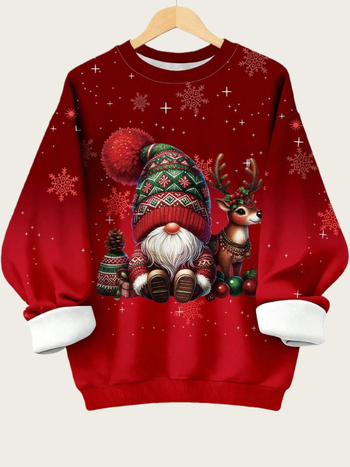 Kakla ar kapuci džemperis ar 3D apdruku, poliestera/elastāna audums, digitālā apdruka, brīvā piegriezuma, rudens 2025