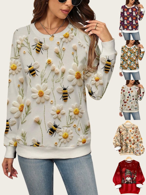 Kakla ar kapuci džemperis ar 3D apdruku, poliestera/elastāna audums, digitālā apdruka, brīvā piegriezuma, rudens 2025