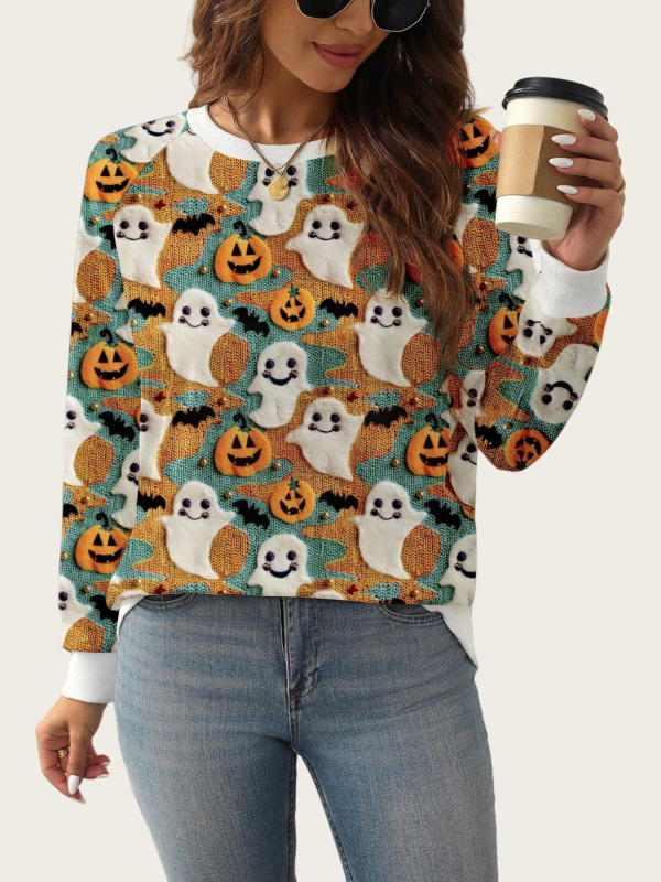 Kakla ar kapuci džemperis ar 3D apdruku, poliestera/elastāna audums, digitālā apdruka, brīvā piegriezuma, rudens 2025