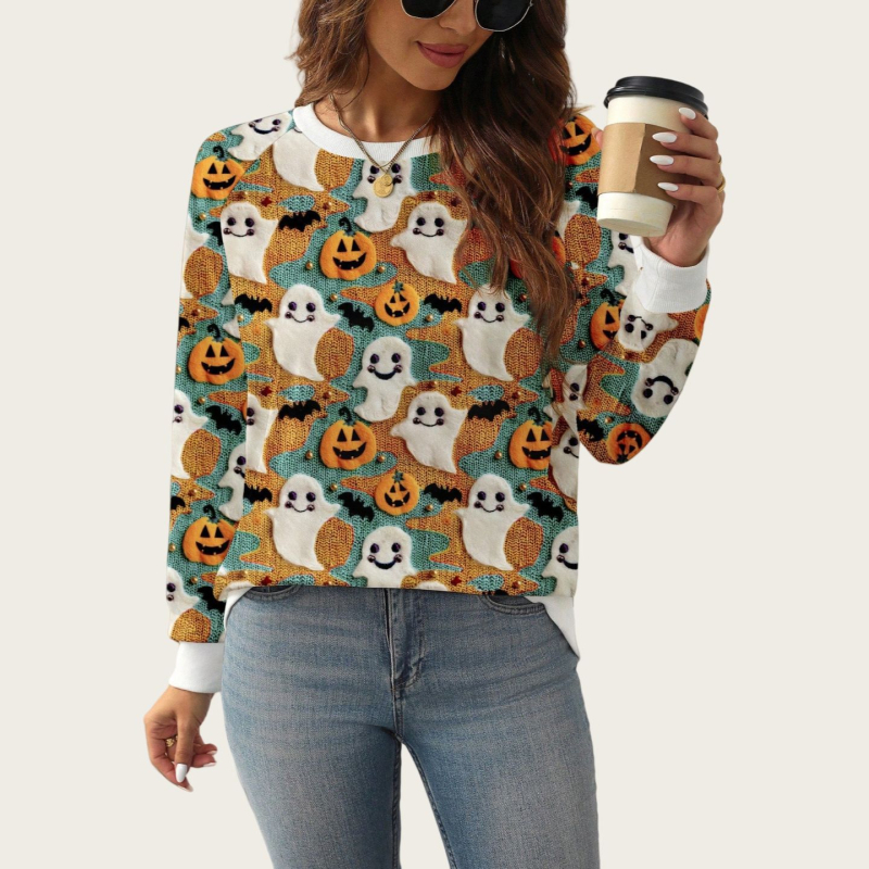 Kakla ar kapuci džemperis ar 3D apdruku, poliestera/elastāna audums, digitālā apdruka, brīvā piegriezuma, rudens 2025