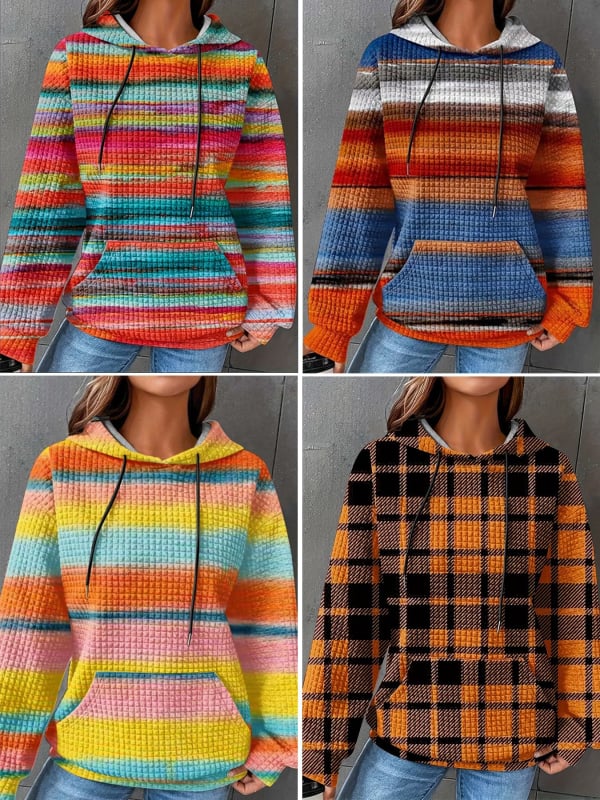 Sieviešu kapucīna džemperis ar drukas motīvu – brīvs siluets, japāņu-korejiešu stils, digitālā druka, poliesters + elastāns, rudens 2025