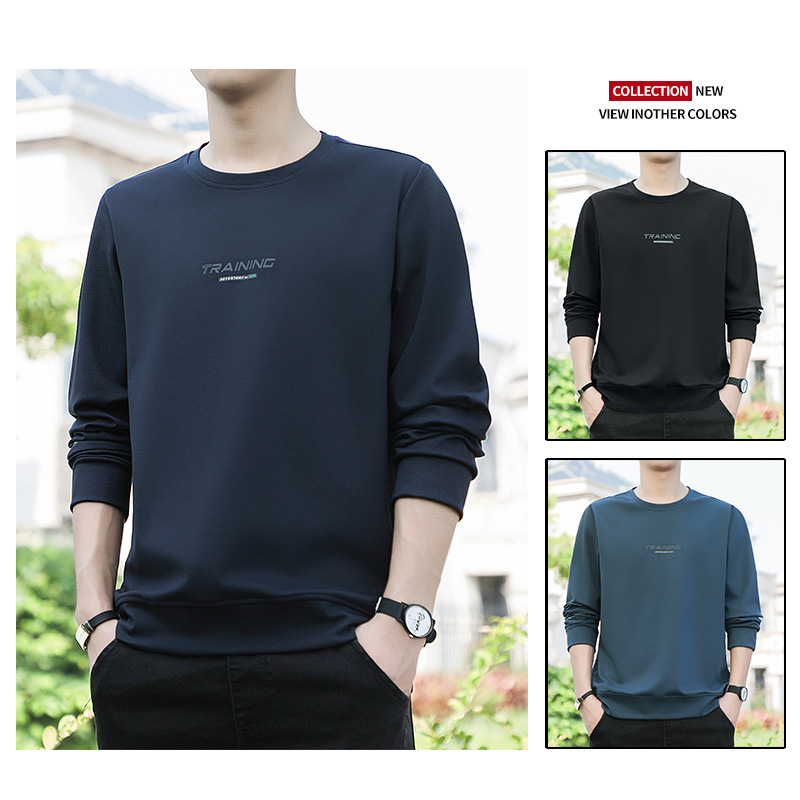 Ανδρικό φούτερ με στρογγυλή λαιμόκοψη, κορεατικού ύφους, ελαφρύ ύφασμα από 100% πολυεστέρα, ελεύθερη γραμμή