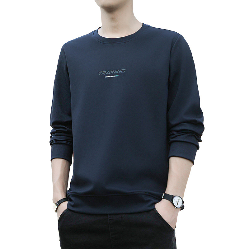 Ανδρικό φούτερ με στρογγυλή λαιμόκοψη, κορεατικού ύφους, ελαφρύ ύφασμα από 100% πολυεστέρα, ελεύθερη γραμμή