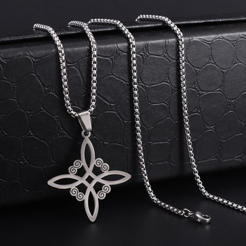 Prekogranična modna najprodavanija ogrlica s vještičjim čvorom, europski i američki stil, jednostavan i svestran privjesak od nehrđajućeg čelika s galvaniziranim premazom na veliko.