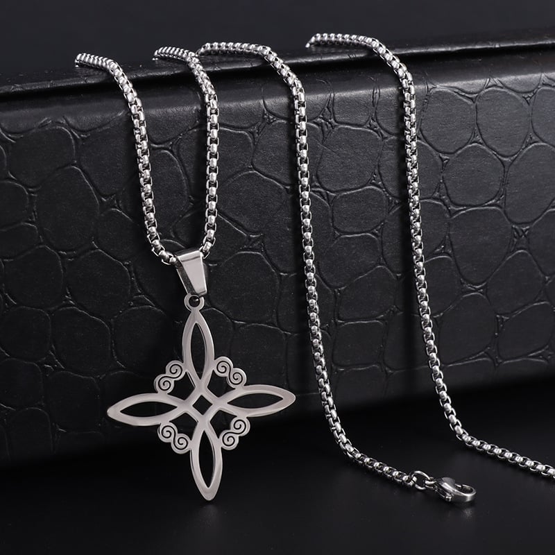 Prekogranična modna najprodavanija ogrlica s vještičjim čvorom, europski i američki stil, jednostavan i svestran privjesak od nehrđajućeg čelika s galvaniziranim premazom na veliko.