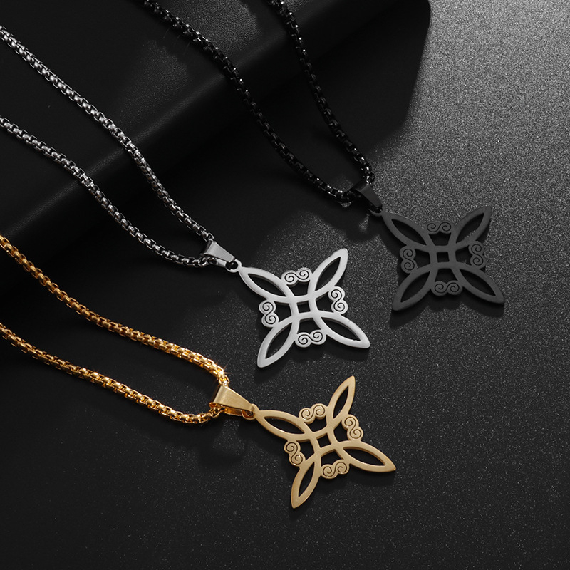 Prekogranična modna najprodavanija ogrlica s vještičjim čvorom, europski i američki stil, jednostavan i svestran privjesak od nehrđajućeg čelika s galvaniziranim premazom na veliko.