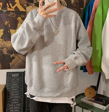 Muški hooded sweatshirt s kružnim izrezom, slobodan kroj, poliester, zimsko nošenje, dugi rukav