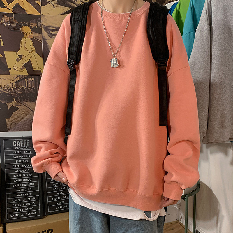 Muški hooded sweatshirt s kružnim izrezom, slobodan kroj, poliester, zimsko nošenje, dugi rukav