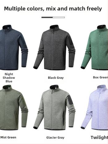 Unisex fliso švarkas su stoviniu apykakle, kardigan stiliaus, ilgomis rankovėmis, medvilnės mišinio su 90% kašmyro, poliesterio pamušalas