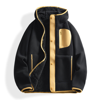 Unisex kapucēts flīsa kardigans ar dubultu velūra iekšpusi, bieza poliestera flīse