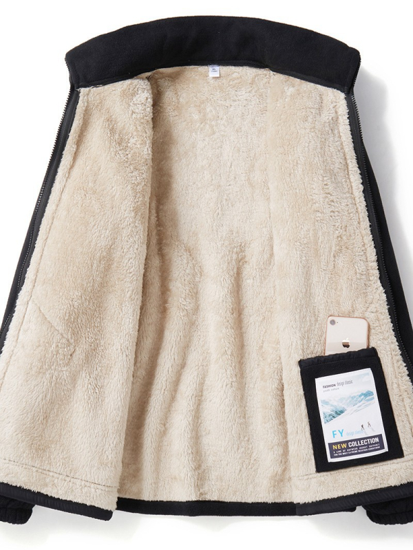 Унисекс поларено яке стил кардиган, стойкова яка, полиестерна материя и подплата, дишащо, за пролет, есен и зима