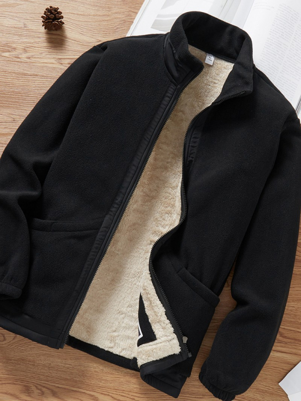 Унисекс поларено яке стил кардиган, стойкова яка, полиестерна материя и подплата, дишащо, за пролет, есен и зима