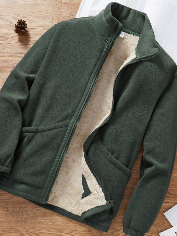 Унисекс поларено яке стил кардиган, стойкова яка, полиестерна материя и подплата, дишащо, за пролет, есен и зима