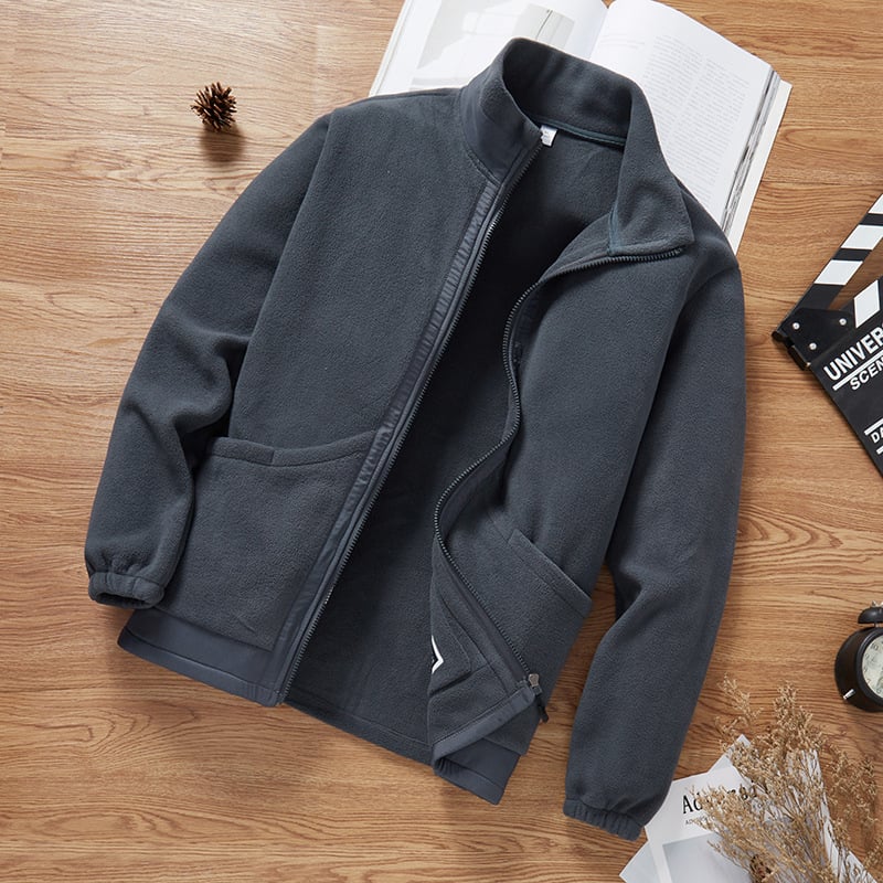 Унисекс поларено яке стил кардиган, стойкова яка, полиестерна материя и подплата, дишащо, за пролет, есен и зима