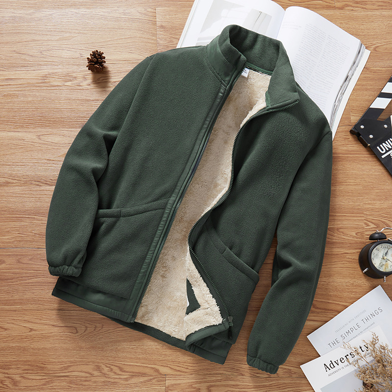 Унисекс поларено яке стил кардиган, стойкова яка, полиестерна материя и подплата, дишащо, за пролет, есен и зима