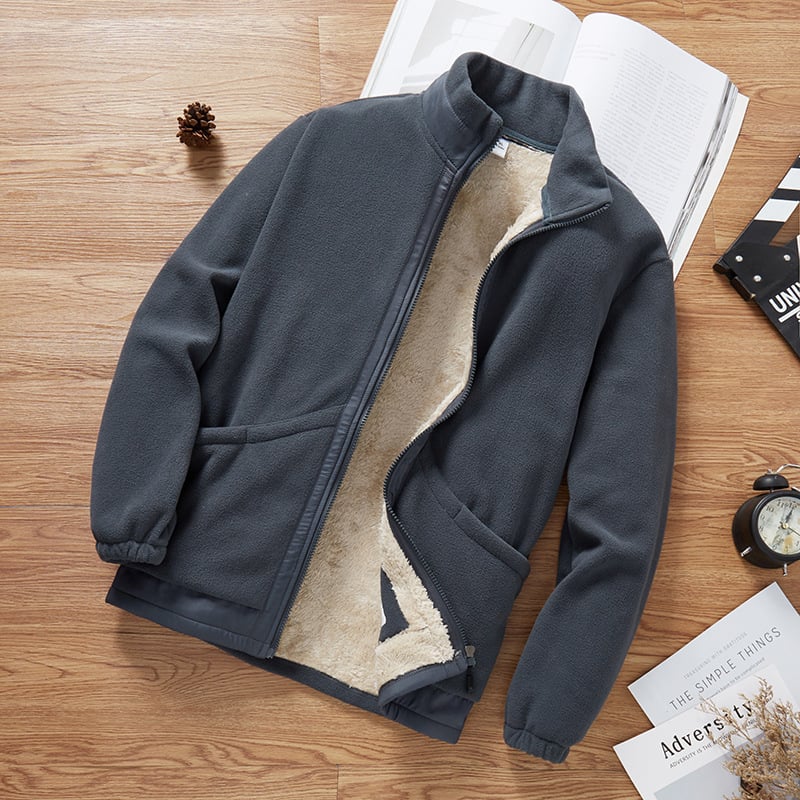 Унисекс поларено яке стил кардиган, стойкова яка, полиестерна материя и подплата, дишащо, за пролет, есен и зима