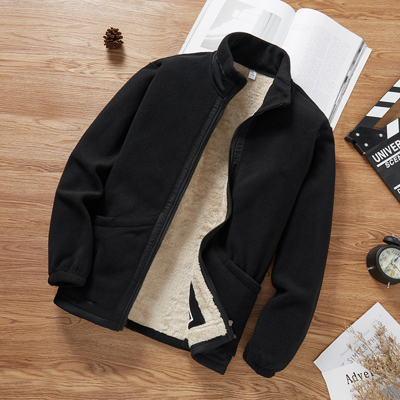 Унисекс поларено яке стил кардиган, стойкова яка, полиестерна материя и подплата, дишащо, за пролет, есен и зима