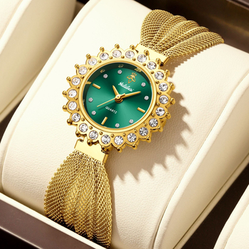 Női karóra napvirág mintával, mechanikus mozgás Chenlong 68; kijelző: kezek + számjegyek; ásványi edzett üveg; csavaros korona