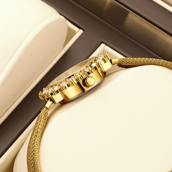 Női karóra napvirág mintával, mechanikus mozgás Chenlong 68; kijelző: kezek + számjegyek; ásványi edzett üveg; csavaros korona