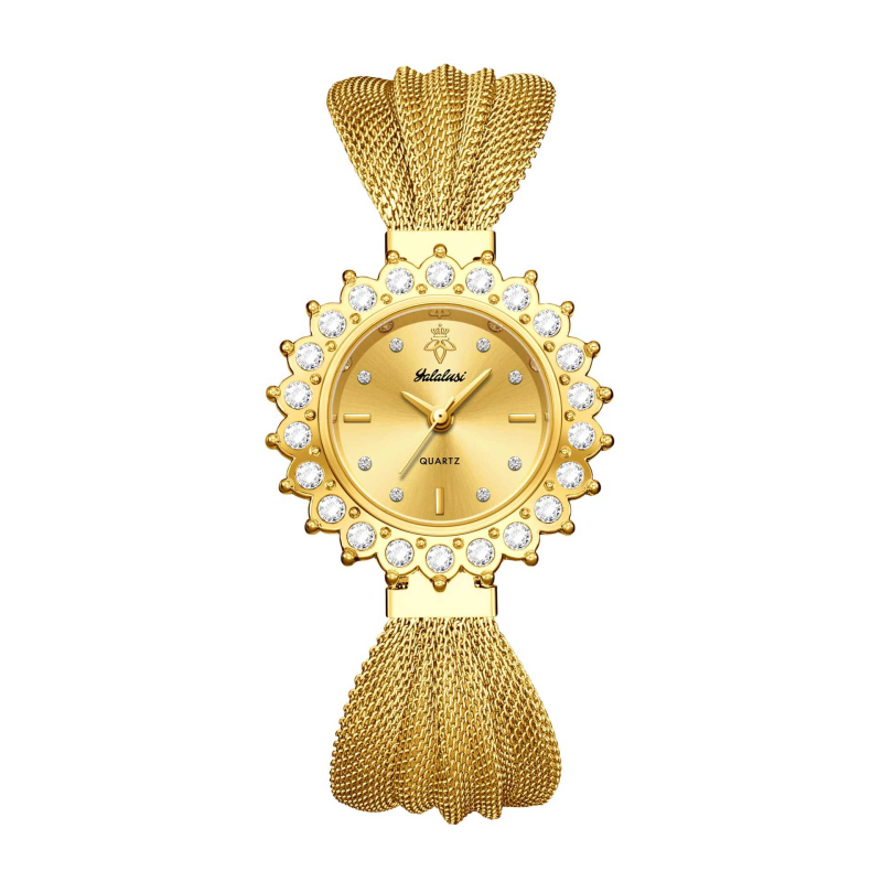 Női karóra napvirág mintával, mechanikus mozgás Chenlong 68; kijelző: kezek + számjegyek; ásványi edzett üveg; csavaros korona