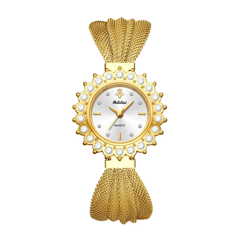 Női karóra napvirág mintával, mechanikus mozgás Chenlong 68; kijelző: kezek + számjegyek; ásványi edzett üveg; csavaros korona