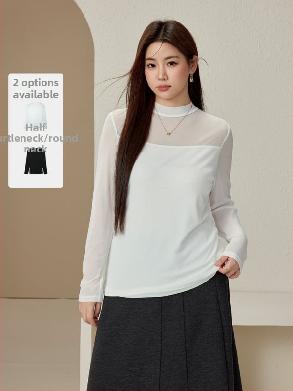 Adīts džemperis ar režģa tekstūru un puse augstu kaklu, garas piedurknes, vidēja biezuma, sievietēm, ziemas 2024