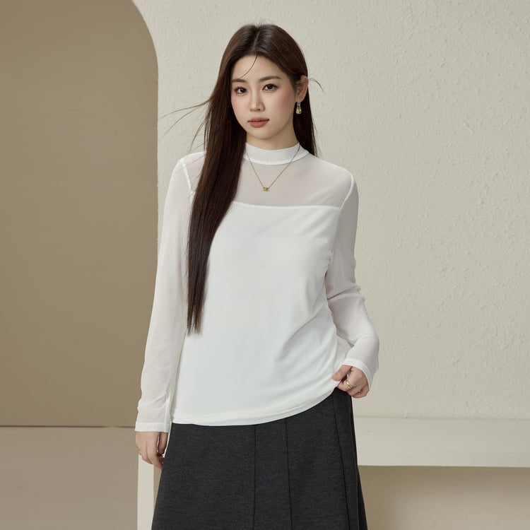 Adīts džemperis ar režģa tekstūru un puse augstu kaklu, garas piedurknes, vidēja biezuma, sievietēm, ziemas 2024