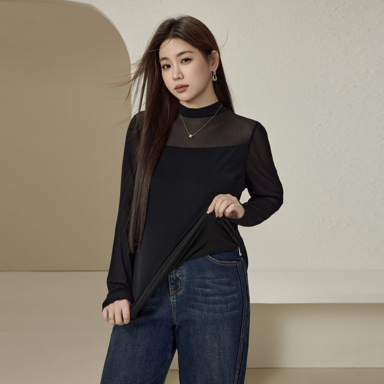 Adīts džemperis ar režģa tekstūru un puse augstu kaklu, garas piedurknes, vidēja biezuma, sievietēm, ziemas 2024