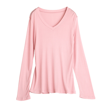 Тениска от Mulberry коприна, плетена двустранна, V-образно деколте, дълги ръкави, свободен силует, дължина 50–65 см