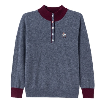 Sieviešu vilnas džemperis, īss garums, brīvs piegriezums, garas piedurknes, izšuvums, 95% vilna, Rudens 2025