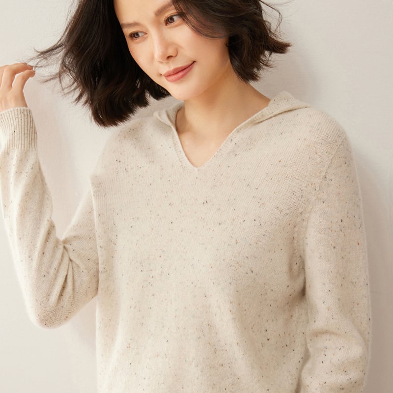 Sieviešu vilnas kapucējs džemperis, Mercerized vilna 95%+, garas piedurknes, regulāra piegrieziena