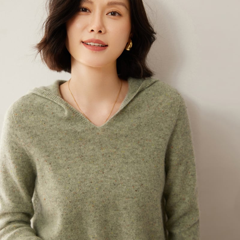 Sieviešu vilnas kapucējs džemperis, Mercerized vilna 95%+, garas piedurknes, regulāra piegrieziena