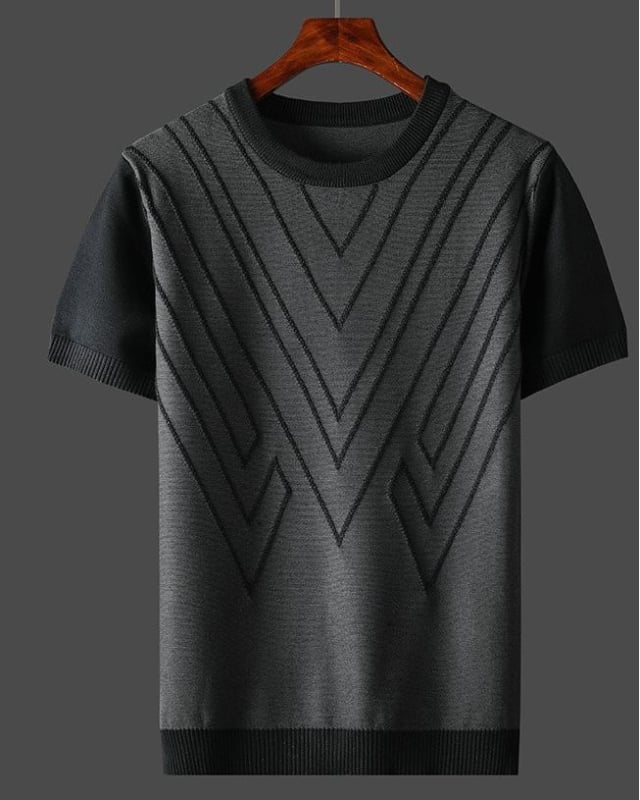 Adīts džemperis - slaids siluets, apaļš kakls, bieza džakarda adījums, Modal audums