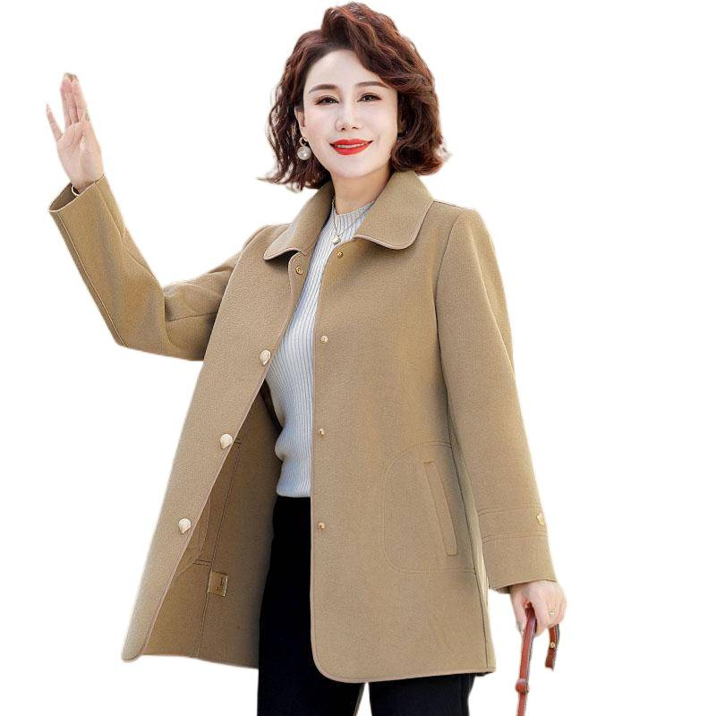 Sieviešu poliestera mētelis, rudens 2025, pilsētas darba stils, vienkrāsains, >95% poliestera saturs, augstas temperatūras apstrāde