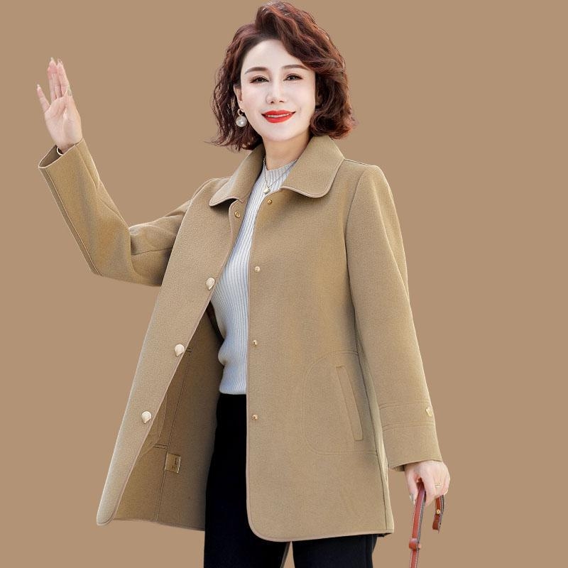 Sieviešu poliestera mētelis, rudens 2025, pilsētas darba stils, vienkrāsains, >95% poliestera saturs, augstas temperatūras apstrāde