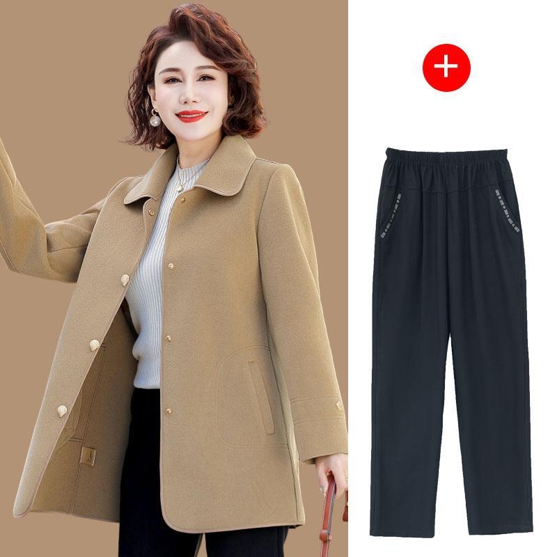 Sieviešu poliestera mētelis, rudens 2025, pilsētas darba stils, vienkrāsains, >95% poliestera saturs, augstas temperatūras apstrāde